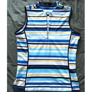 Tail Activewear Medium‎ Blue Yellow Striped Sleeveless GolF
